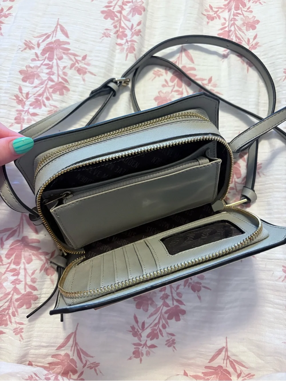 Michael Kors Light Gray Crossbody with Gold Accent